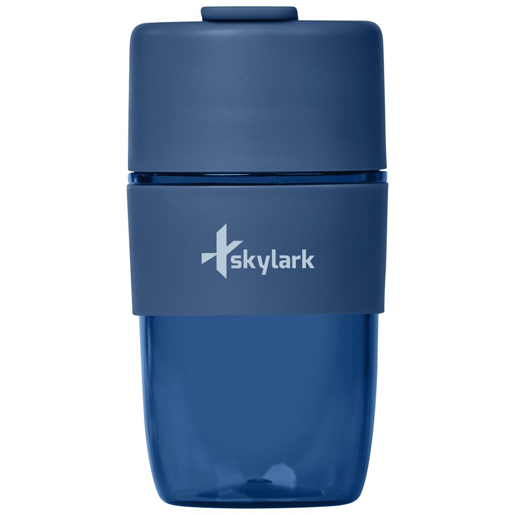 Blue snack container with Skylark logo on a white background

