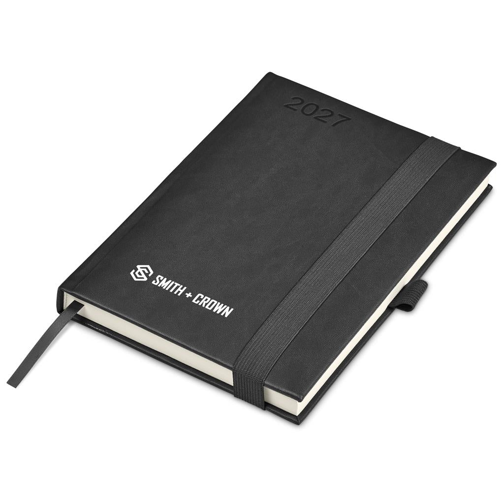 Black notebook with 'Smith & Crown' branding on a white background

