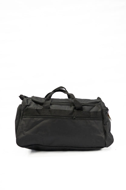 Black duffel bag on a white background

