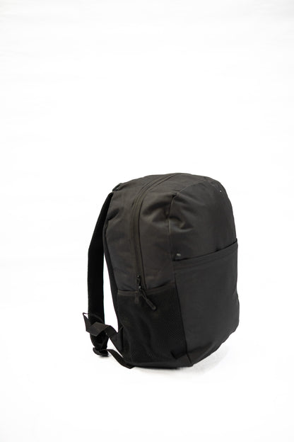 Black backpack on a white background

