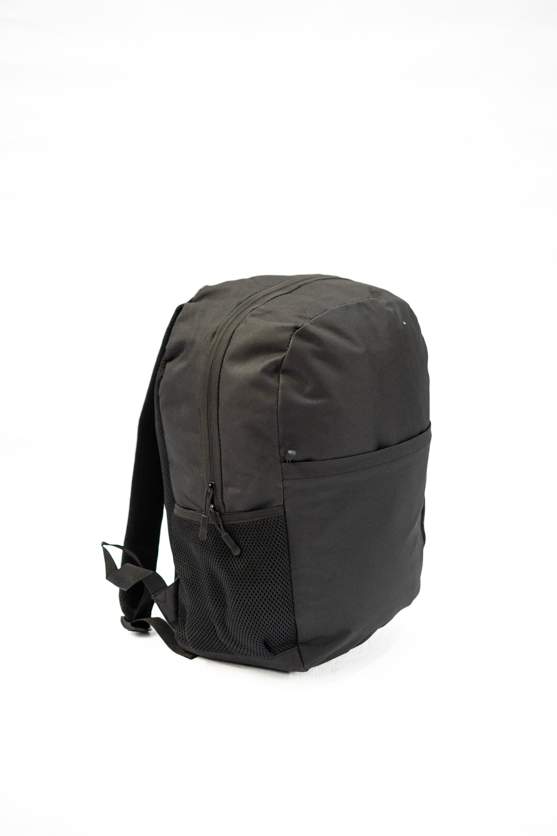 Black backpack on a white background

