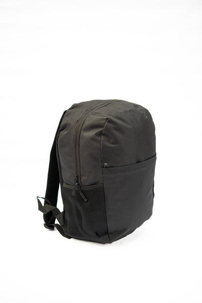 Black backpack on a white background

