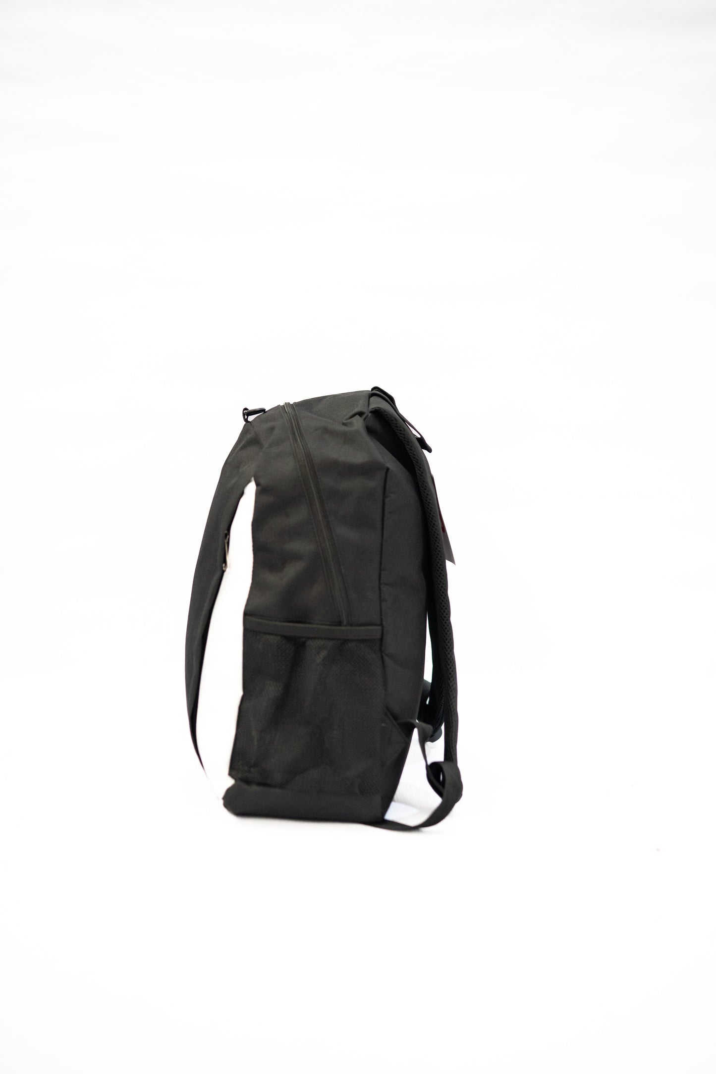 Black backpack on a white background


