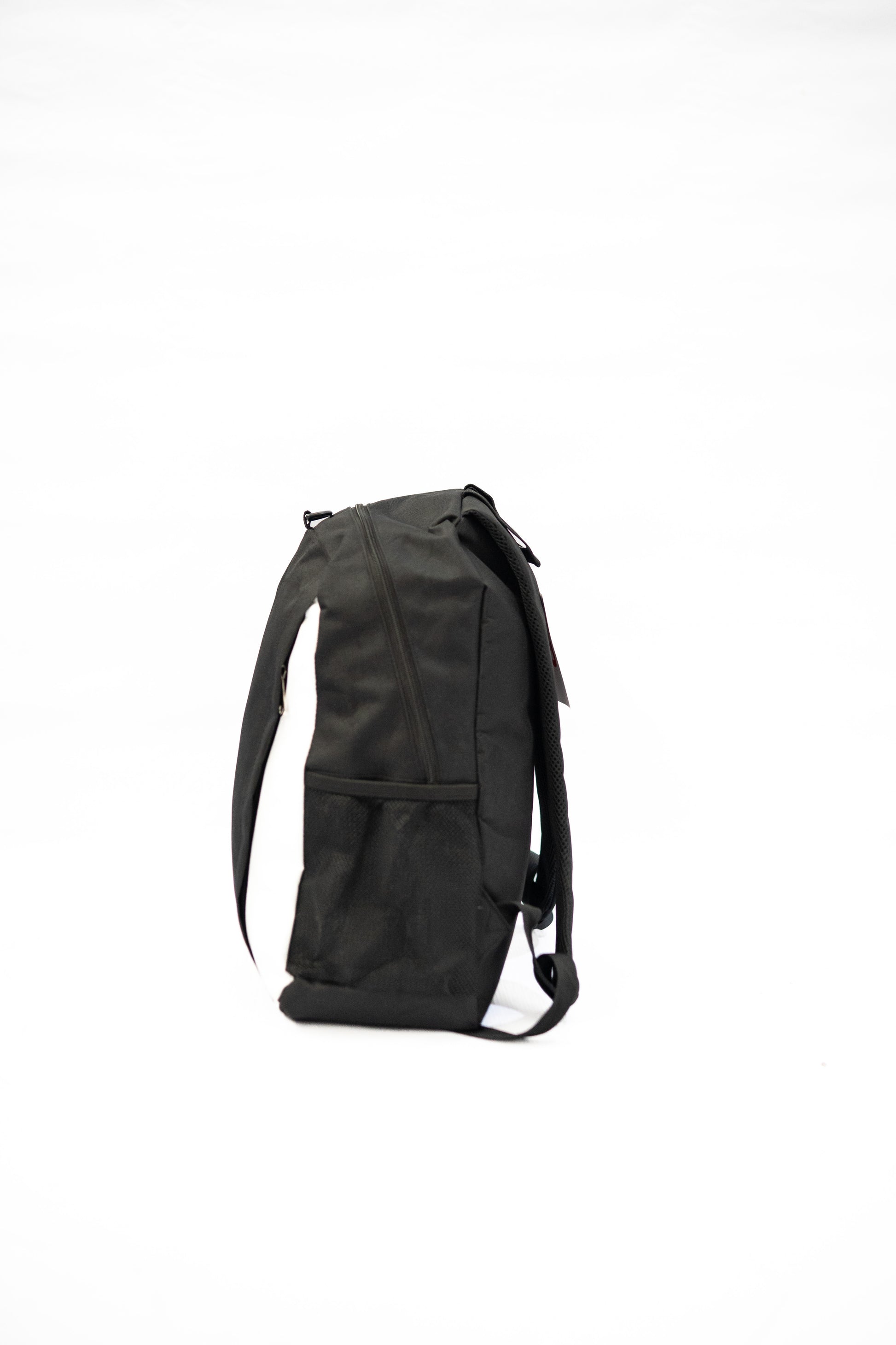 Black backpack on a white background

