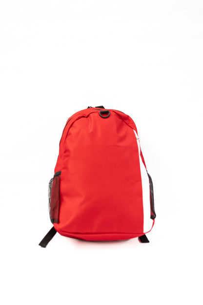 Red drawstring bag on a white background

