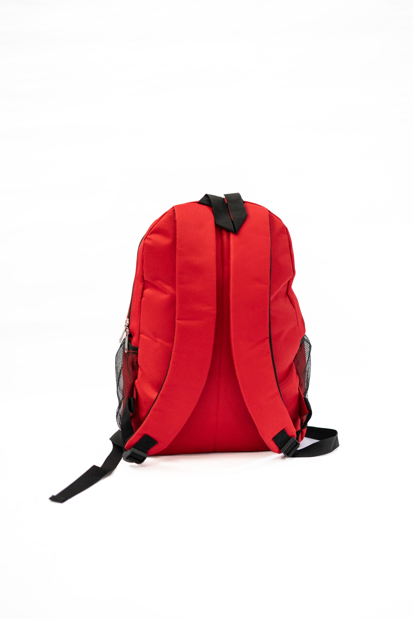 Red backpack on a white background

