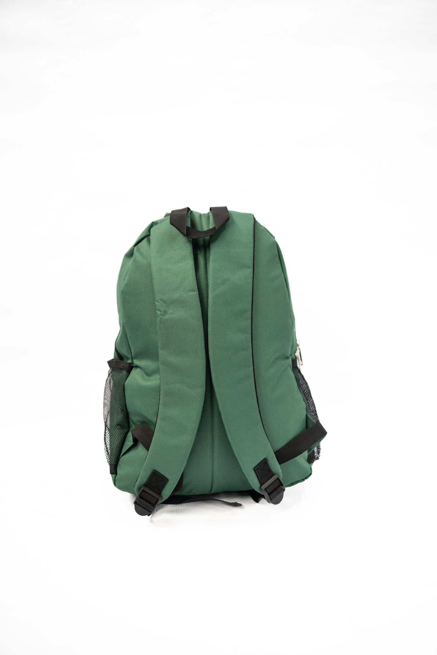 Green backpack on a white background

