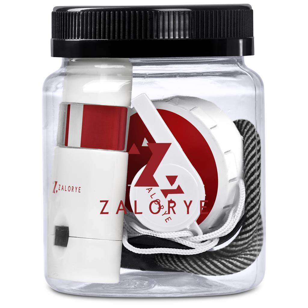 Jar of Zalory shoe lace with a black lid on a white background

