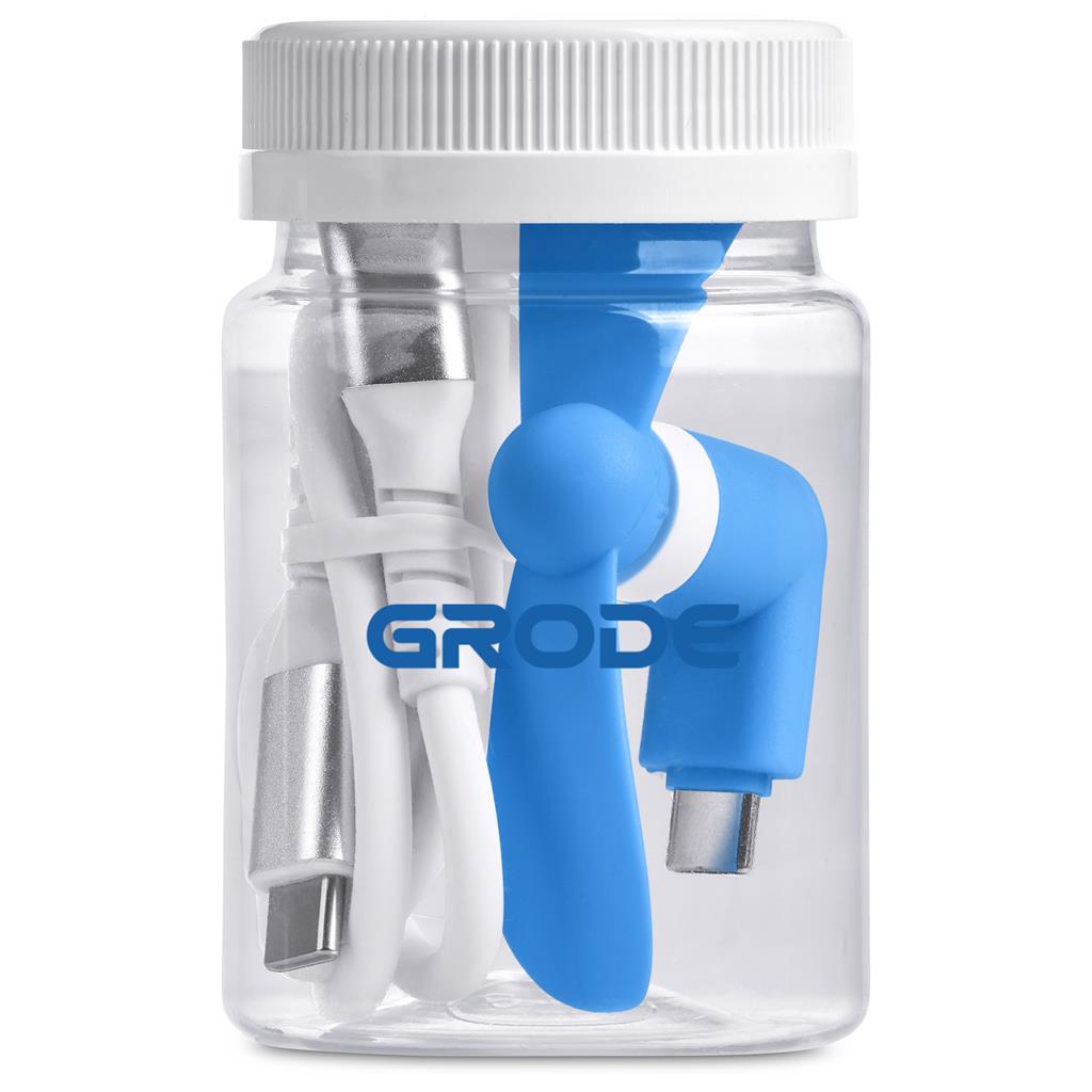 Clear container with golf tees and a blue tool, branded 'GRODE', on a white background.


