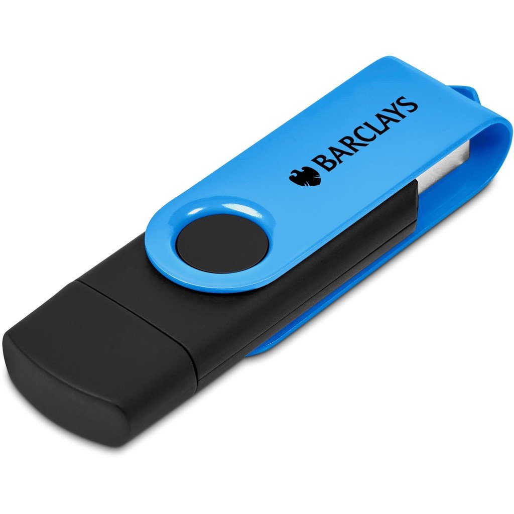 Shuffle Gyro Black Flash Drive – 32GB - Cyan