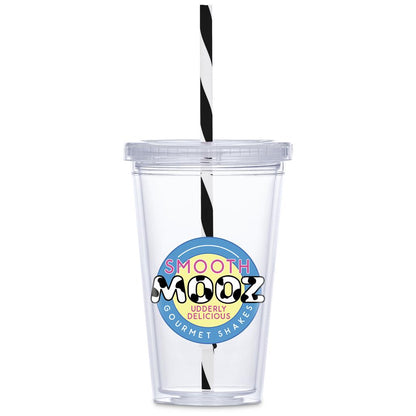 Malibu Double-Wall Plastic Tumbler & Straw - 470ml