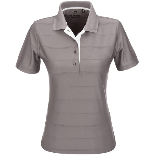 Gray polo shirt with a collar on a white background

