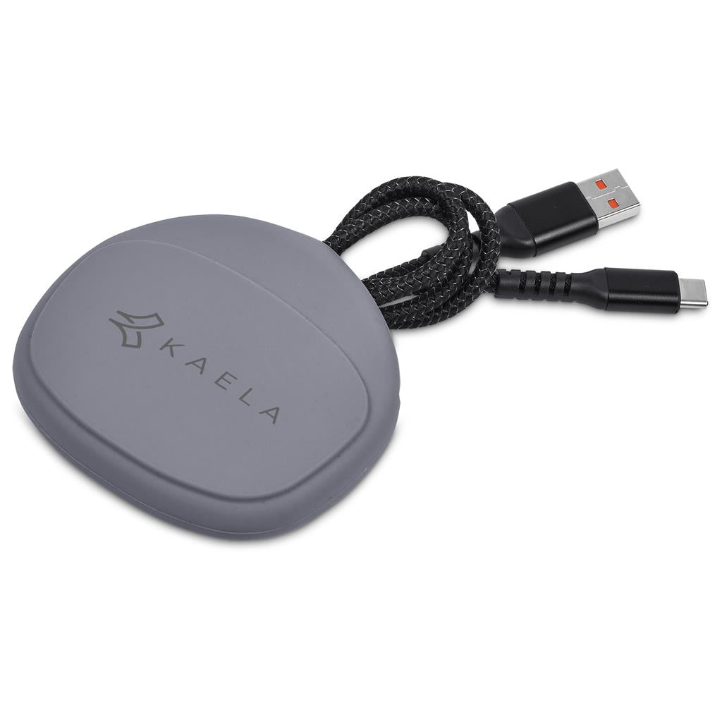 Grey Bluetooth earbuds charging case
