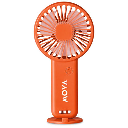 Orange handheld fan with 'Ywow' branding on a white background

