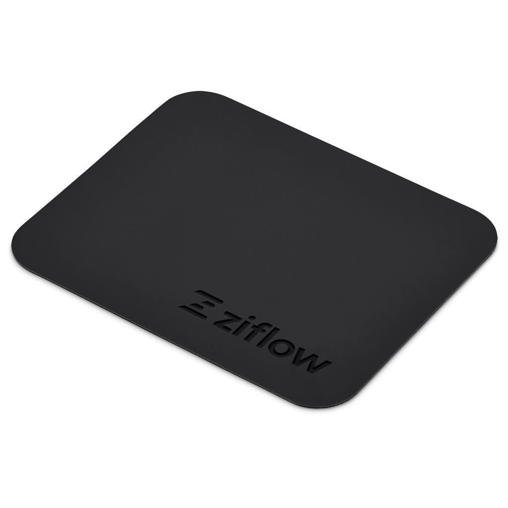 Black mouse pad on a white background

