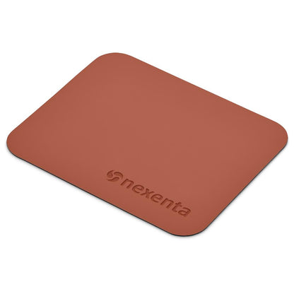 Brown mouse pad with 'nexenta' branding on a white background

