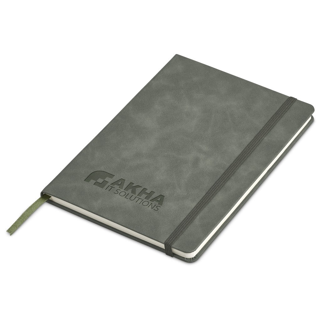 Dark blue notebook with 'evolve' branding on a white background

