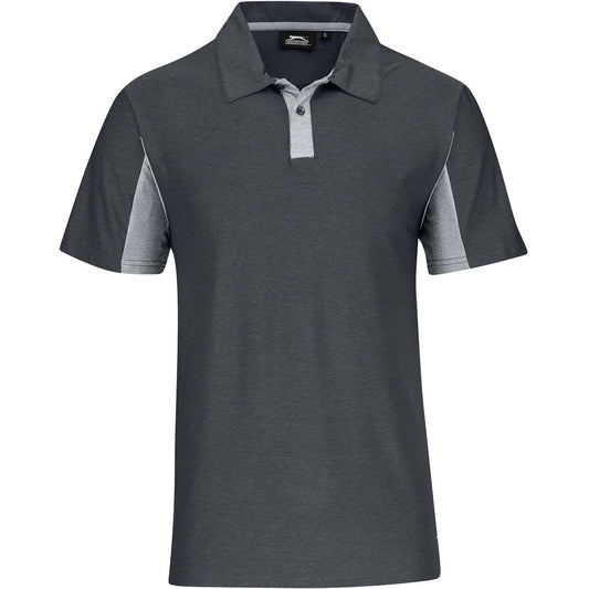 Gray polo shirt with contrasting sleeves on a white background

