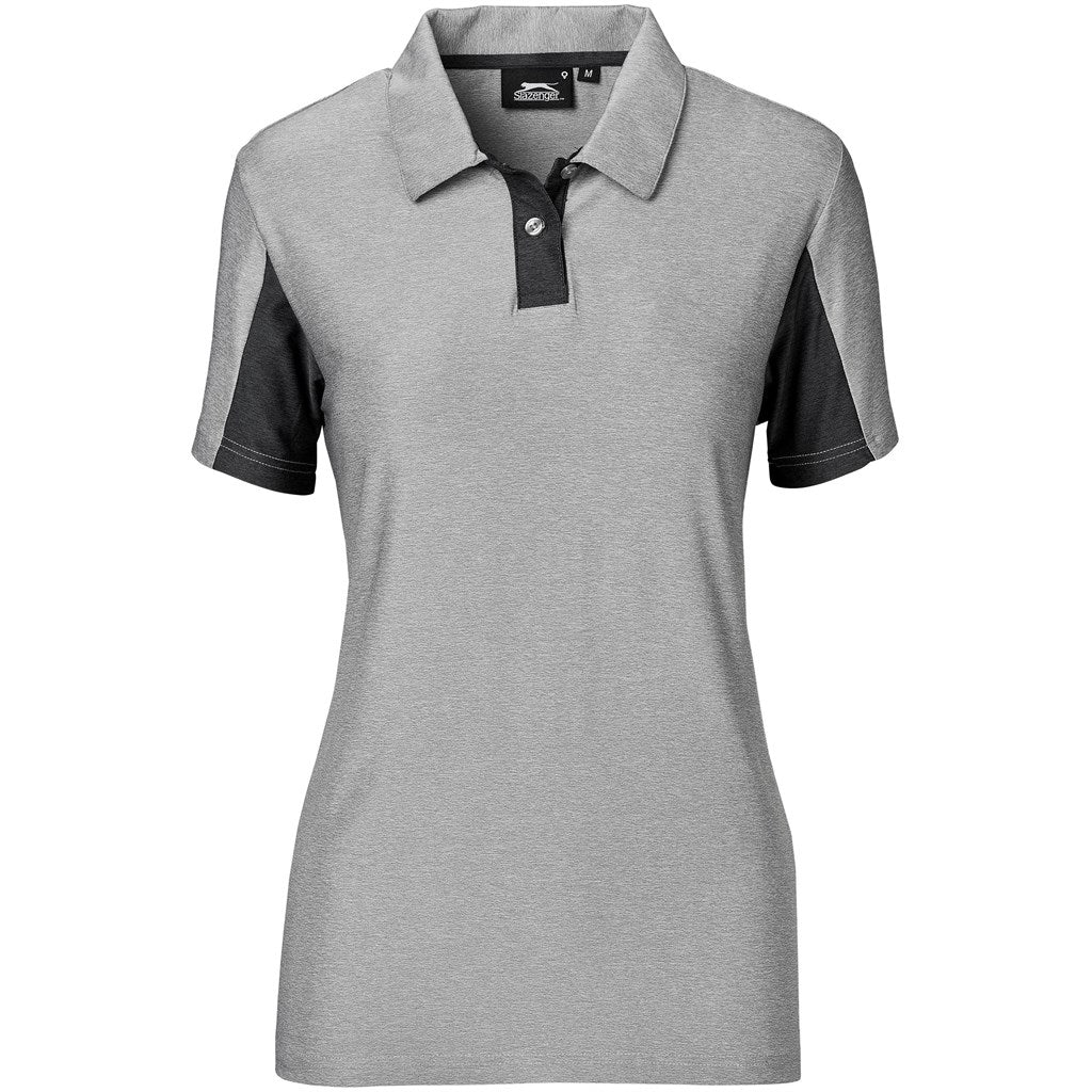 Gray polo shirt with black accents on a white background

