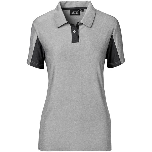 Gray polo shirt with black accents on a white background

