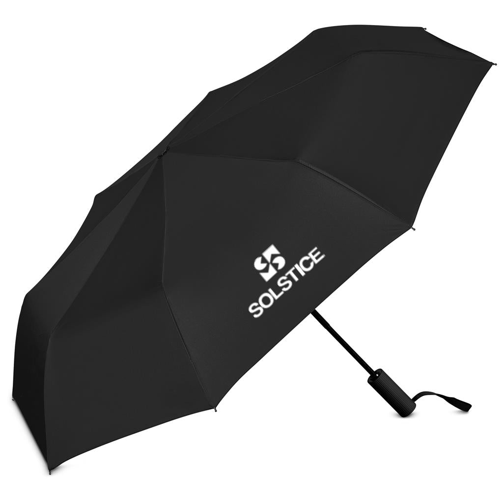 A dark burgundy folding umbrella with the brand name 'EQUIPRINT' printed in white on the canopy, shown against a plain white background.

